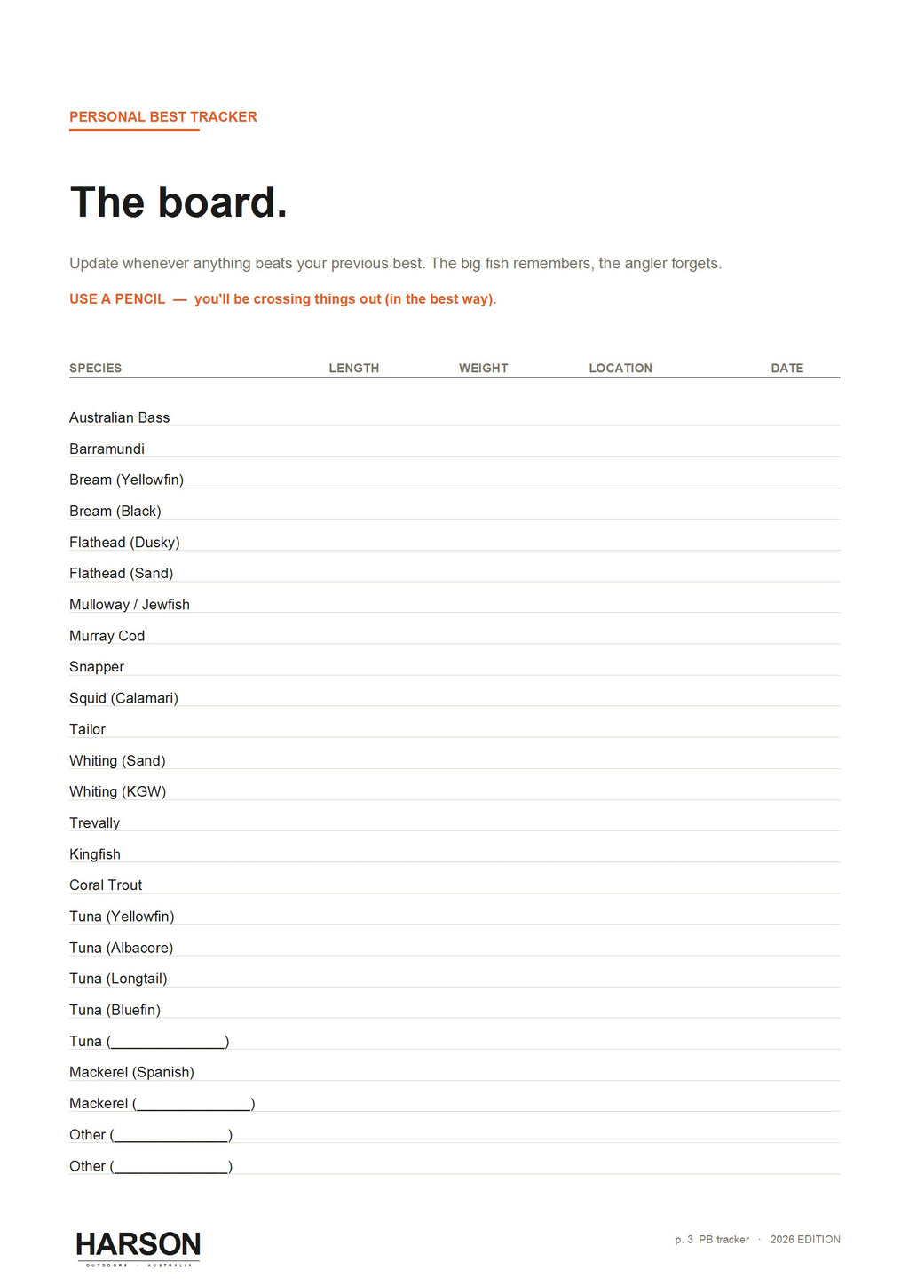 Australian Fishing Logbook 2026 - Printable & Fillable PDF