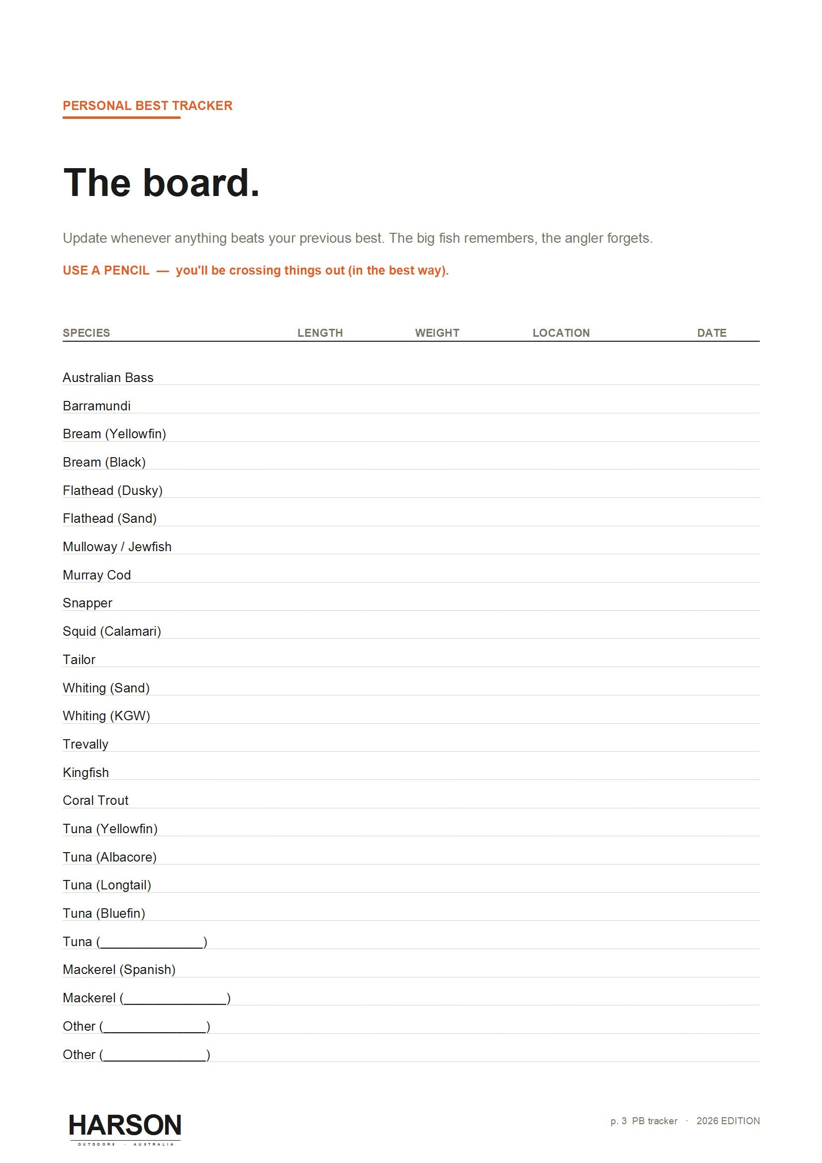 Australian Fishing Logbook 2026 - Printable & Fillable PDF