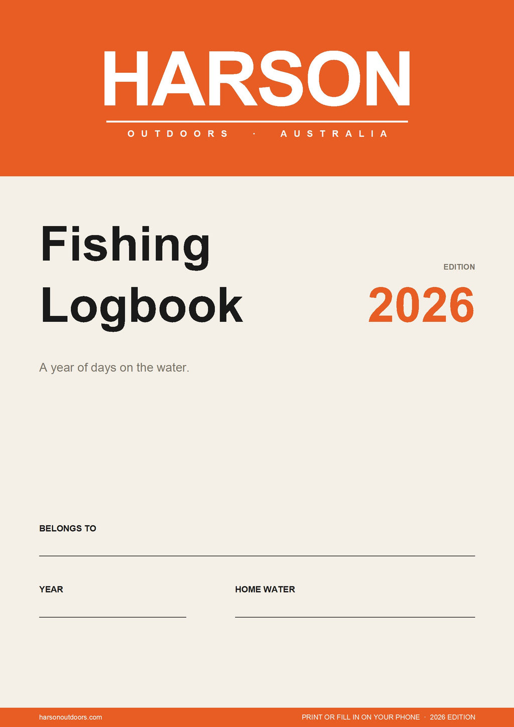 Australian Fishing Logbook 2026 - Printable & Fillable PDF